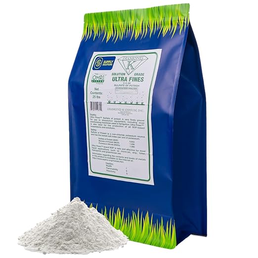 Supply Solutions Sulfate of Potash 0-0-50 - Organic Potash Fertilizer - Suitable for Fertigation, Drip Systems, Foliar, Hydroponics, Greenhouse Use - Ideal for Flowers, Fruits, Gardens (25 Pounds)