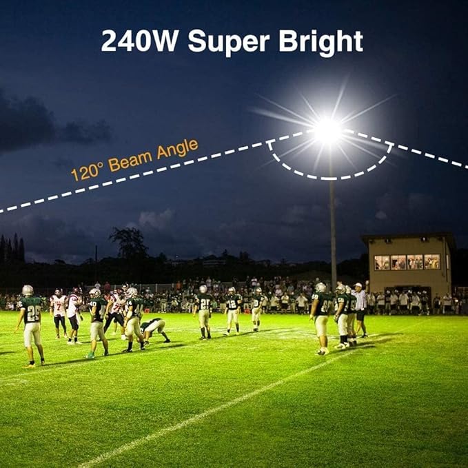 XYCN 2 Pack 240W LED Flood Lights,100-277V IP65 Waterproof 5000K Daylight 1700 watt Equivalent 36500LM Super Bright Outdoor LED Arena Lights Commercial Lighting for Stadium,Backyard, Parking lot etc