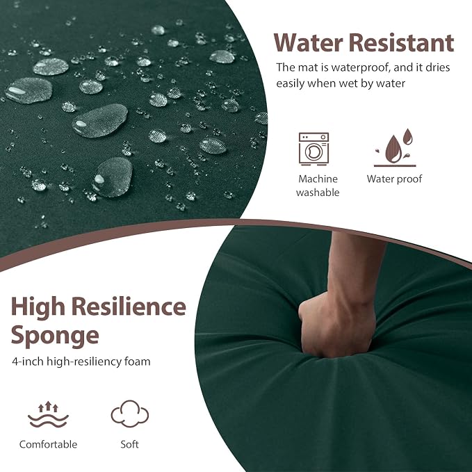 14 Piece Outdoor Furniture Replacement Cushions, Cover+Filling, 25.6" x 25.6" x 4" Foam Waterproof Outdoor Sofa Cushion Sets, Fit Wicker Rattan Sectional Conversation Set, Dark Green