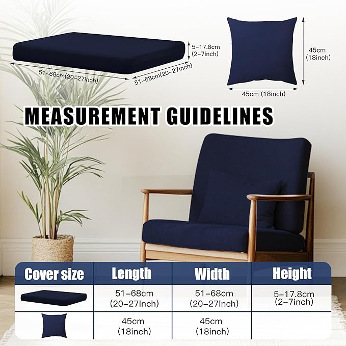 12-Piece Outdoor Cushion & Pillow Cover Set, 8 Seat Covers + 4 Pillow Covers, Stretch Patio Furniture Slipcovers for Sofa Sectional Chair