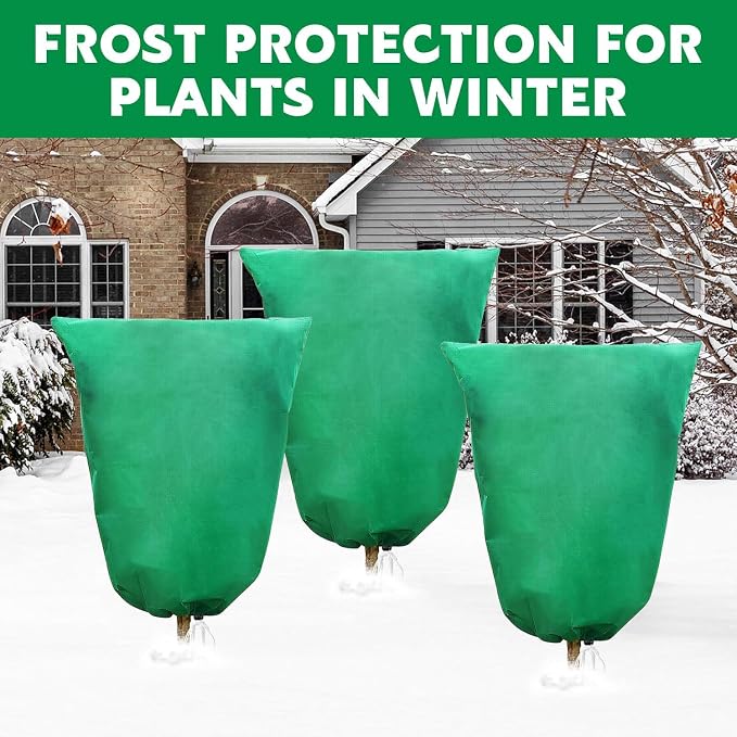 Plant Covers Freeze Protection, 4 Pack Frost Covers with Zipper Drawstring (59" x 78") Plant Protection Cover Bags for Outdoor Winter Frost Cold (Green) (59" W x 78" H(4 PCS), Green)