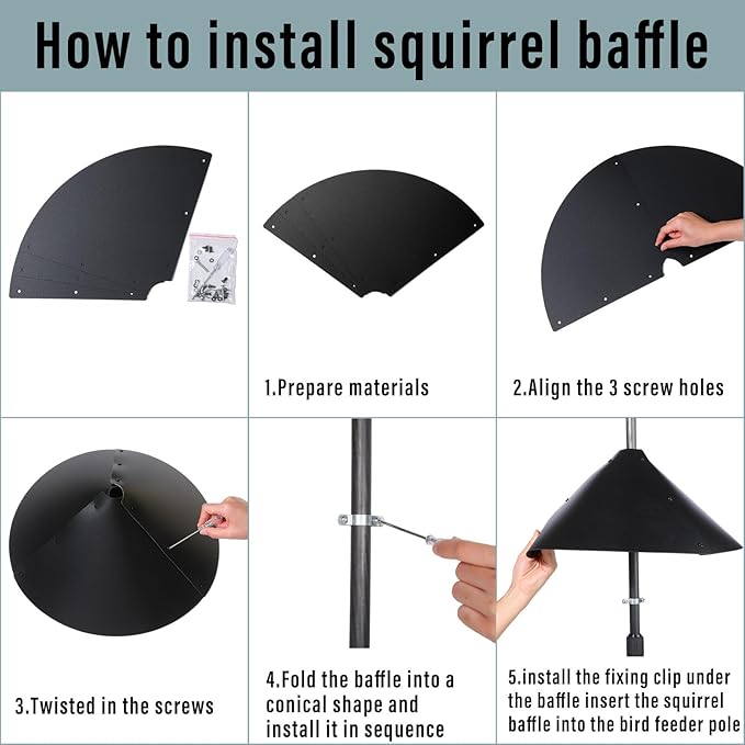 Domensi 4 Sets 18 Inches Squirrel Baffle for Bird Feeder Pole, Outside Pole Mount House Guard Bird Feeder Baffle for Shepherd's Hook, Preventing from Squirrels, Raccoons(Black)