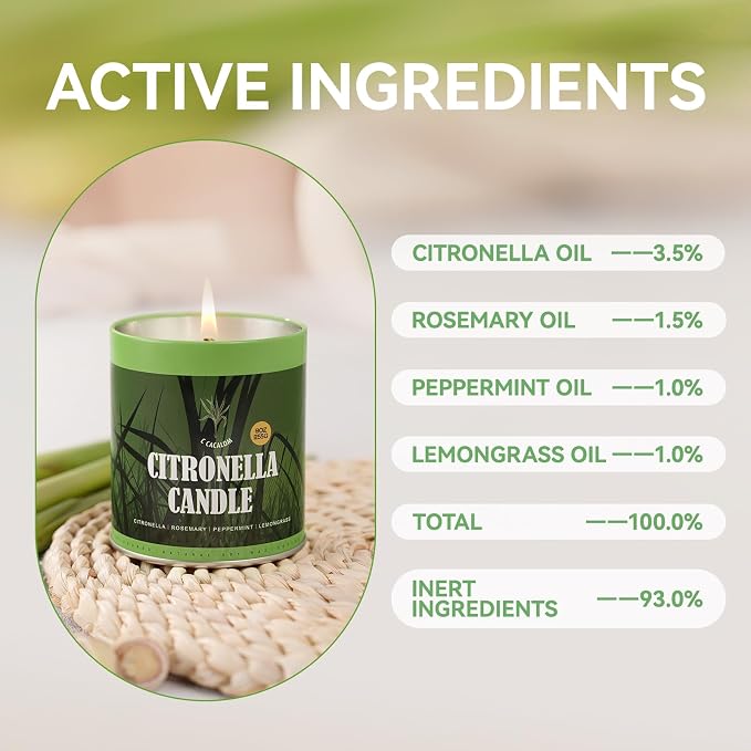 Citronella Candles Outdoor Set, 2 Pack Jar Candle for Patio Camping Backyard Picnic, Infused with 5 Plant Essential Oils, 9 Oz Non Toxic Candles, Scented Candles Sets Gifts for Men Women