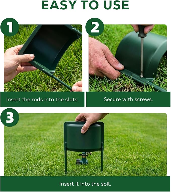MoKo 4 Pcs Sprinkler Guards Shields for Overspray Control, Rustproof Sprinkler Head Protector for Effective Irrigation on Lawns, Parks, Gardens, Green Belts, Courtyards