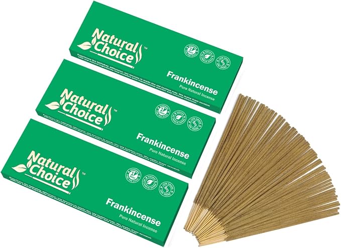 Sticks 100 Grams, Low Smoke Traditional Incense Sticks Made from Scratch, Never Dipped (Frankincense, 3 Pack)