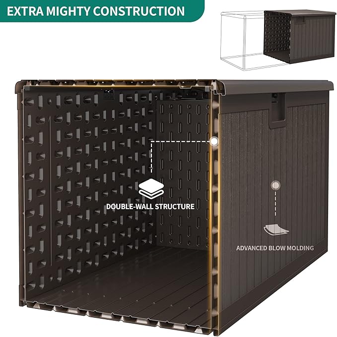 YITAHOME 260 Gallon Double-Wall Deck Box with Divider & Side Handles, Outdoor Large Storage for Patio Furniture Cushions, Garden Pool Accessories, Water Resistant & Lockable