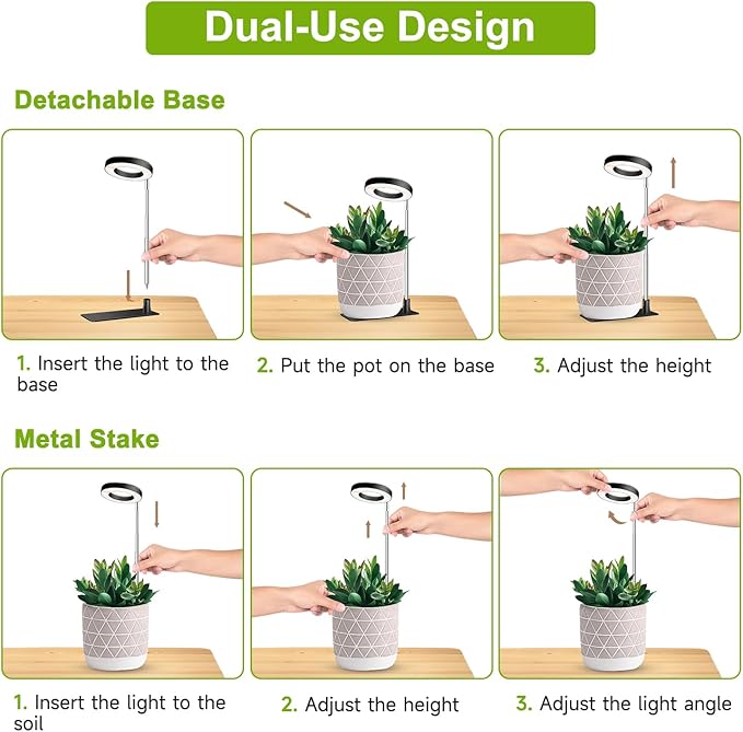 Kullinss Plant Light, 48 LEDs Full Spectrum Plant Lights for Indoor Growing, Halo Plant Light with 3/9/12H Timer, 3 Color Modes, 10 Brightness, Height Adjustable Grow Lamp for Small Plants (5 Pack)