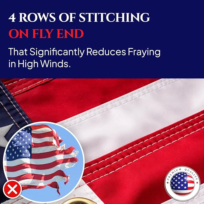 Premium American Flags for Outside 3x5 – Heavy Duty Nylon, Embroidered Stars & Sewn Stripes