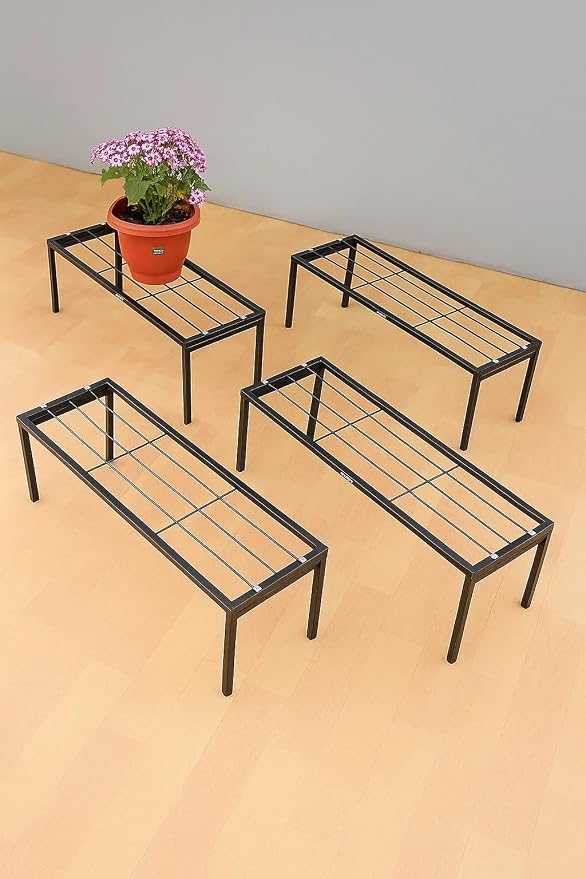 Metal Plant Stand for Garden – Stylish Indoor/Outdoor Plant Container, Modern Design for Home & Garden Decor, Set of 4, Durable & Elegant