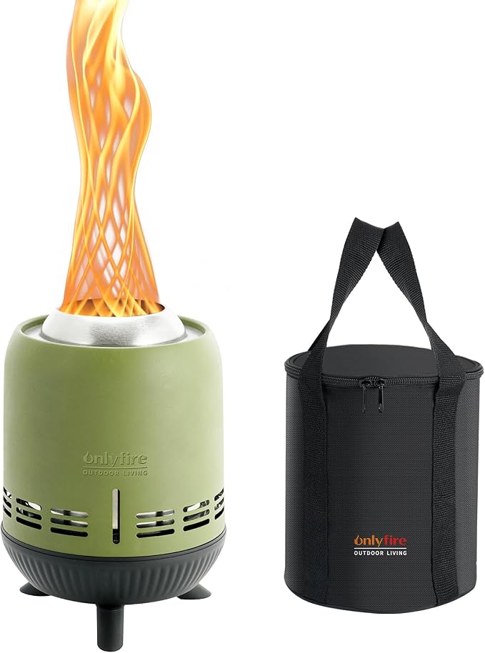 Tabletop Fire Pit Burning Woods/Pellets, Portable Small Fireplace with Storage Bag for Camping Tailgating RV Patio Backyard, Smokeless Camping Stove 9.5", FP055 Green