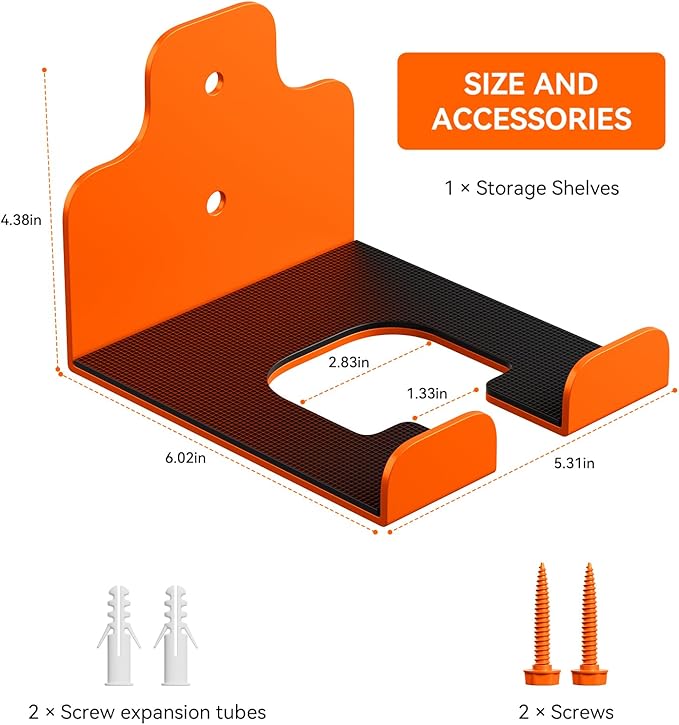 JNIHEEP Garage Organizer Trimmer Rack, Garden Power Tool Hanger Weed Whackers Holder Wall Mounted for Grass Trimmer, Hedge Trimmer, Garage Trimmer, Garden Tools,1 Pack(Orange)