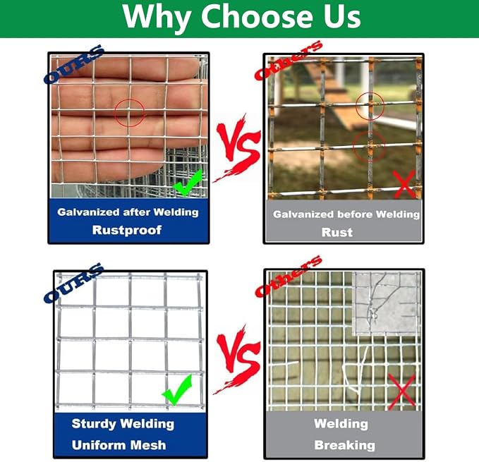 Hardware Cloth 1/4 in 36 x 50 ft Hot Dip Galvanized Rust Resistant Welded Wire Mesh,23AWG Square Chicken Wire Fence Garden Plants Fencing,Chicken Coop Rabbit Poultry Critters Metal Cage Roll