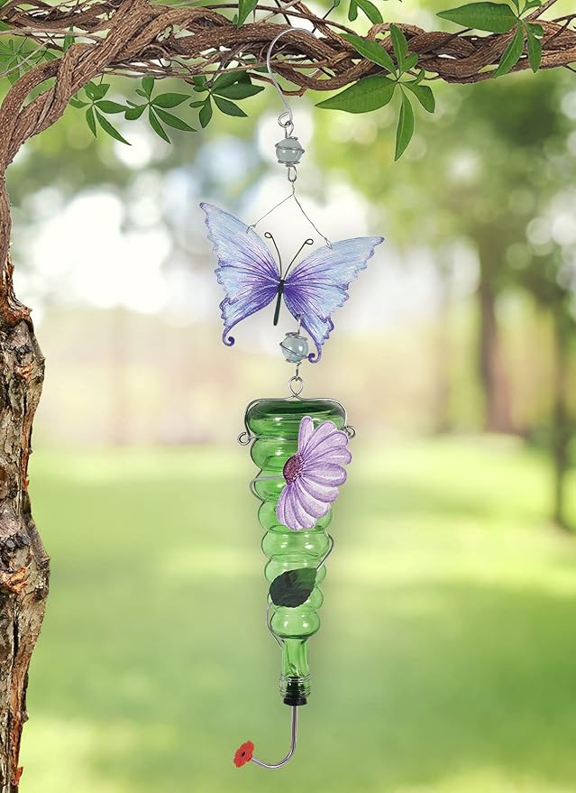 Sunset Vista Designs for The Birds - 22-Ounce Hanging Hummingbird Feeder, Butterfly, 28x7x4