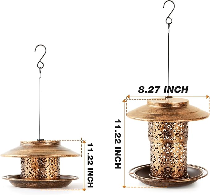 Metal Bird Feeder for Outdoors Hanging, Ciarain Durable Wild Bird Feeders for Outside Gardens & Backyards, Cardinal Bird Lovers, 2 LBs Capacity, Easy Clean & Fill
