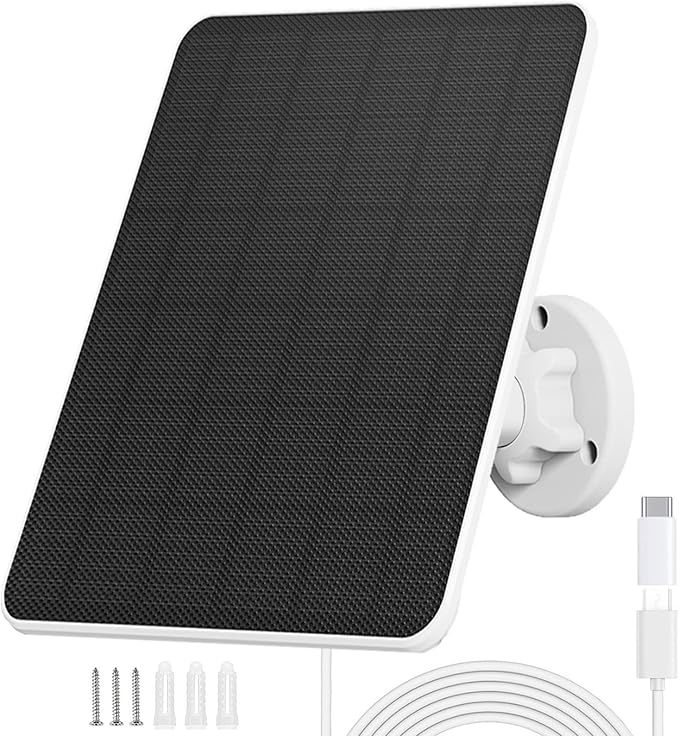 Solar Panel for Security Camera,6W Solar Panel Micro USB&USB-C,Camera Solar Panel for Outdoor Rechargeable Battery Camera,Doorbell,Light,Solar Panels with IP65 9.8ft Cable,Adjustable Bracket(1 Pack)