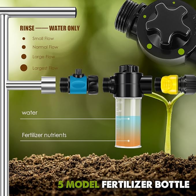NEWTRY Deep Root Watering Tool, Root Feeder Waterer Irrigator Stainless Steel Tree Watering Spike with Fertilizer Bottle for Plants Trees Shrubs Bushes