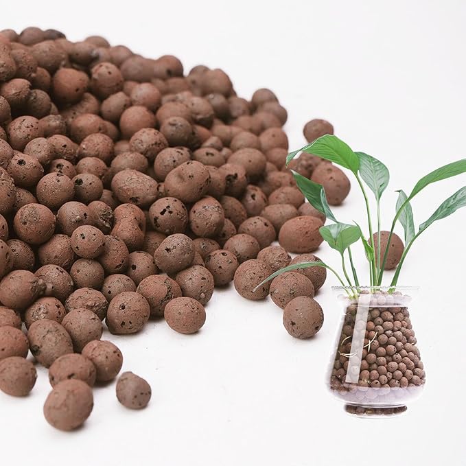 Pulovin 10 lbs LECA Clay Pebbles for Plants, 4-16mm LECA Balls for Indoor Plants Drainage, Hydroponics, Aquaponics, Natural Clay Balls for Soil Root Development, Orchid Potting Mix