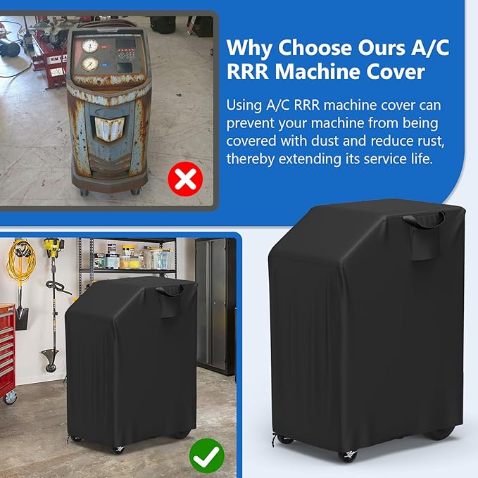 COSHNIBI Dust Cover for Robinair A/C RRR Machine, Heavy Duty 600D Oxford Protector Cover, Compatible with Robinair AC1234-6, 34788NI, 34788NI-H, and 34988NI Models, Black