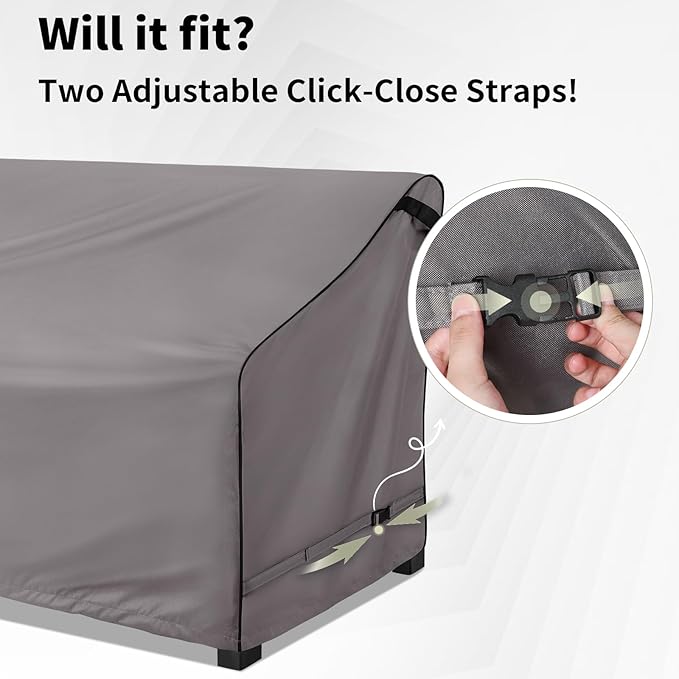 KylinLucky Waterproof Patio Loveseat Covers 80W x 38D x 35H inches,3-Seater Heavy Duty Outdoor Furniture Sofa Cover Cloudy Grey