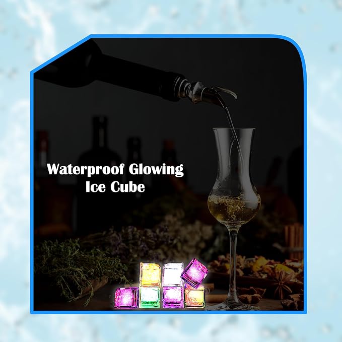 36 Pack Light Up Ice Cubes Color Changing Flashing LED Ice Cubes Waterproof Multi Color Glowing Ice Cube for Club Bar Wedding Birthday Drinks Party