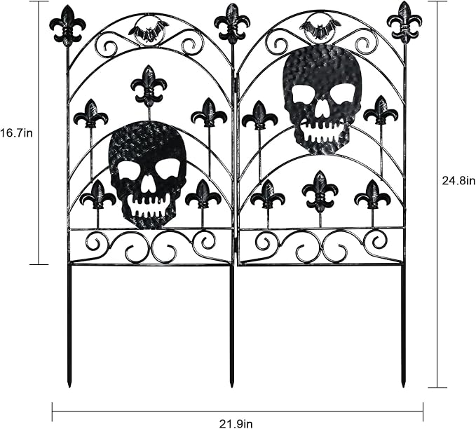 hogardeck Halloween Decorations Outdoor, Metal Fence Decorative Garden Stakes with Skull Head for Halloween Decor, Yard Signs for Halloween Outside Garden Lawn Porch Party Decorations