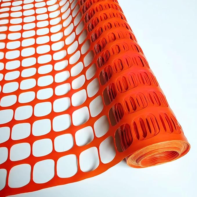 PotatoLife Plastic Mesh Fence Safety Fence, 4'x100' Roll with 100 Zip Ties, Resuable Temporary Netting for Garden Fencing, Construction, Snow Fencing, Animal Barrier, Poultry, Deer, Patio, Orange
