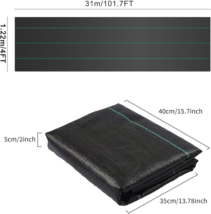 Weed Barrier Landscape Fabric Heavy Duty, Garden Weed Barrier Fabric 4 Ft X 105 Ft Geotextile Fabric Weed Block Gardening Mats Soil Erosion Control and UV Stabilized