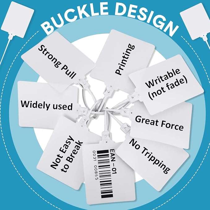 Novabright 400 Pcs White Waterproof Blank Plastic Shipping Tags Bulk 3.94" x 3.15" Large Writable Sealing Mark Labels Tie with String for Luggages Inventory Logistics Keys