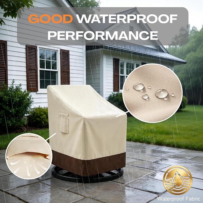 Patio Chair Covers 2 Pack, Heavy-Duty Outdoor Furniture Covers Waterproof to 8500 Pa, Swivel/Adirondack Outdoor Chair Covers with Air Vents, 28" W x 33" D x 38.5" H