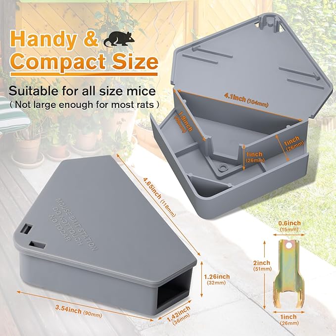 Anblak Mouse Station with Keys Grey 12 Pack, Key Required Mouse Stations, Mice Stations, Keeps Children and Pets Safe Indoor & Outdoor