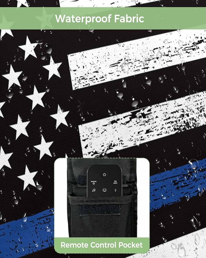 DecorLovee Blue Vintage American Flag Outdoor TV Cover 48 to 50 Inches Weatherproof & Waterproof, USA Flag Outdoor TV Enclosure with Remote Control Pocket, Retro TV Screen Protectors for Outside TV