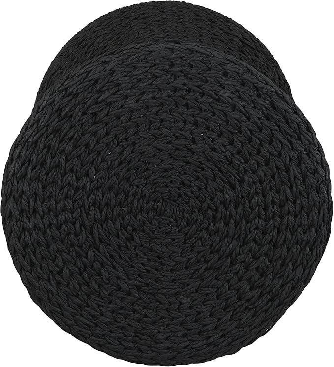 Household Essentials Handwoven Paper Rope Stool with Hourglass Shape, Black