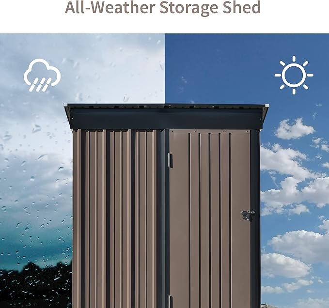 5ft x3ft Outdoor Storage Shed,Metal Storage Shed with Adjustable Shelf and Lockable Door, Outside Sheds Metal Garden Shed for Bike, Tool