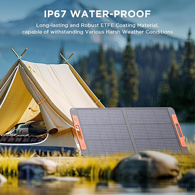 ZOUPW 100W Portable Solar Panel with Solar Angle Guide,23.5% Efficiency Foldable Solar Charger for Jackery 300/Ecoflow River/Anker Solix,IP67 Waterproof Offgrid Power for Camping RV Battery Backup