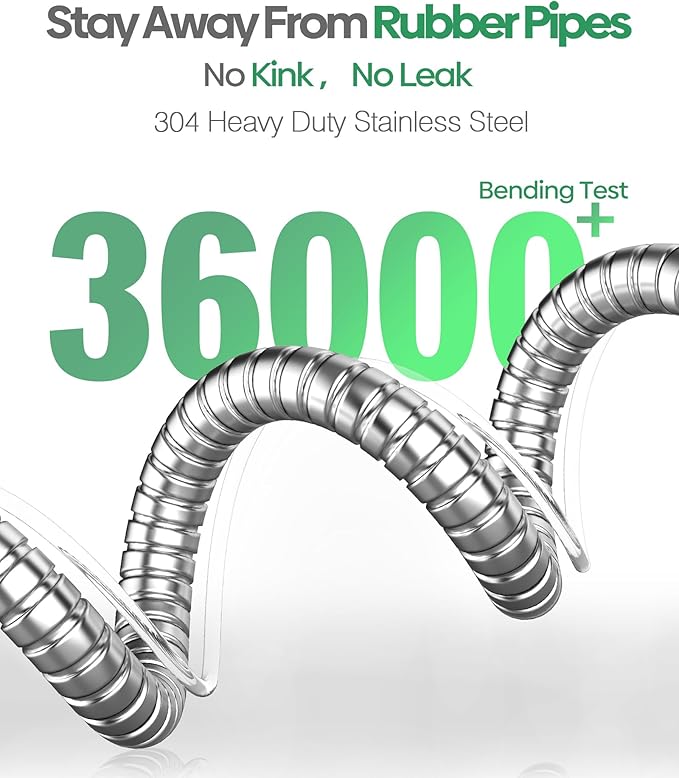 Short Metal Garden Hose 10 ft Connector, Stainless Steel Small Hose Extension Adapter for Hose Reel, Long, Flexible, Lightweight & Heavy Duty Water Pipe, No Kinking Outdoor Water Hose for Yard 10 Feet
