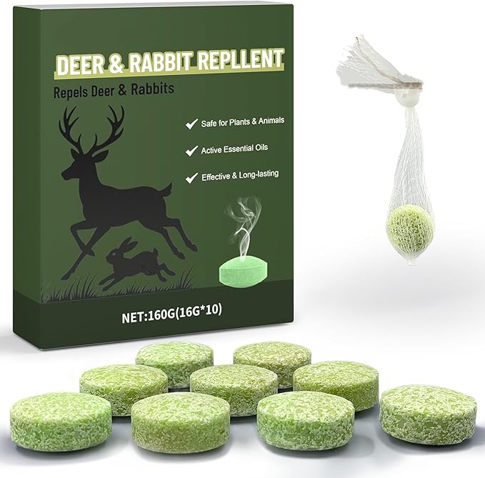 Ponal Deer Repellent 10 Balls, Rabbit Repellent Outdoor for Plants, Natural Deer Deterrent Keep Deer and Rabbit Out of Garden Yard, Powerful Deer Deterrent for Backyard Plant Tree Vegetable Flowers