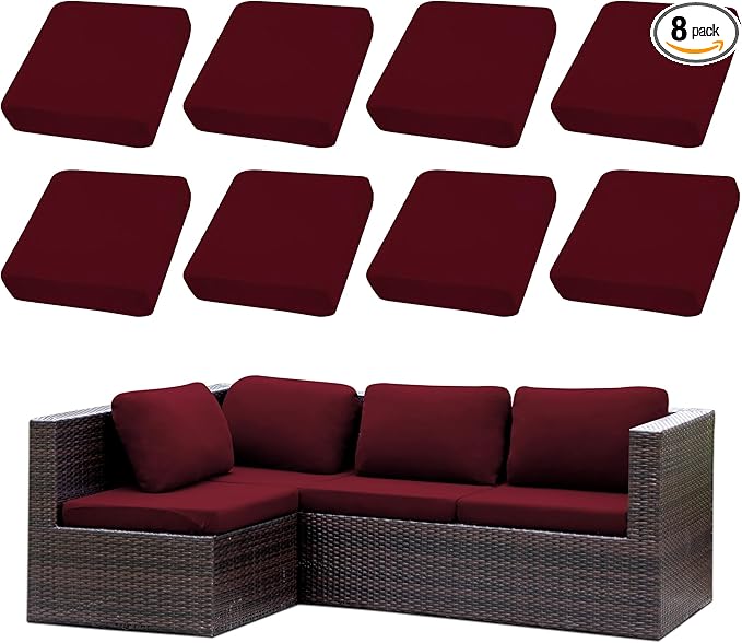 Outdoor Cushion Covers Set,8PCS Patio Furniture Couch Seat Slipcovers, Replacement for Sofa Sectional Chair(Cover，Only)