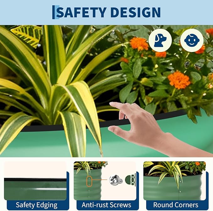 2 Pcs Raised Garden Beds Outdoor 4x2x2 ft - Galvanized Steel Planter Box for Vegetables, Flowers, Rust-Resistant Garden Box, Easy Assembly Raised Beds, Durable Planters for Outdoor Plants, Green
