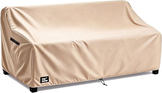 3-Seater Outdoor Sofa Cover, 85Wx38Dx35H inches Outdoor Furniture Covers Waterproof,100% Waterproof Heavy Duty Patio Furniture Covers,Light Brown Minimalism Style Outdoor Couch Cover