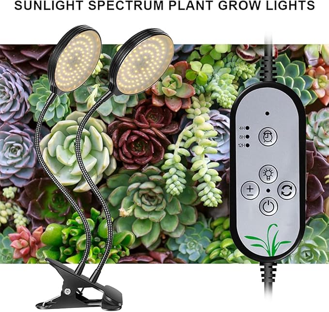 Grow Light 30W Sunlike Full Spectrum LED Plant Grow Lights with Timer Auto On/Off 4/8/12H Waterproof Grow Lamp for Indoor Plants, 5 Dimmable Levels, 3 Switch Modes, Adjustable Gooseneck