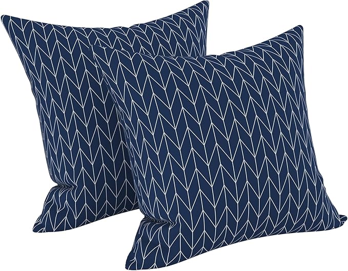 LVTXIII Outdoor Pillow Covers 20x20 Inch, 2 Pack Large Square Throw Pillow Cases, Fade-Resistant Cushion Covers for Patio Furniture Sofa, Garden Porch, Herringbone Navy