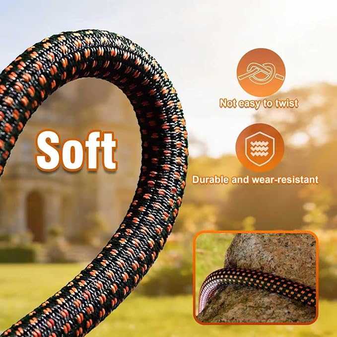 Garden Hose 25ft, Non-Expanding Lightweight Kink-Free Water Hose, Flexible Outdoor Hose with Aluminum Fittings, Abrasion Resistant & Easy to Store for Yard, Lawn, Car Washing, Watering
