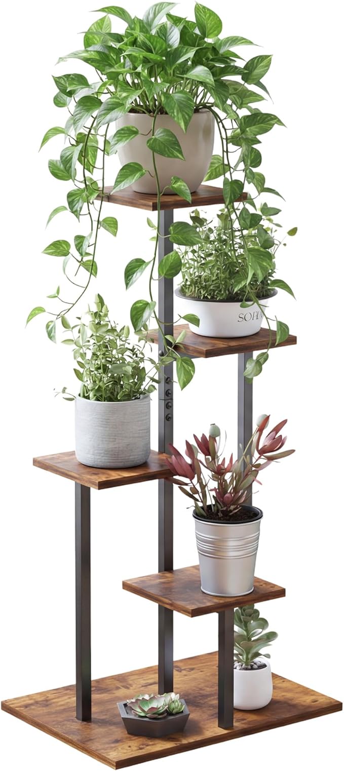 4 Tier Plant Stand Indoor, Multiple Plant Stands for Indoor Plants | Sturdy wood structure, space-saving corner design. Multi-layer rack holds multiple potted plants,ideal for living room