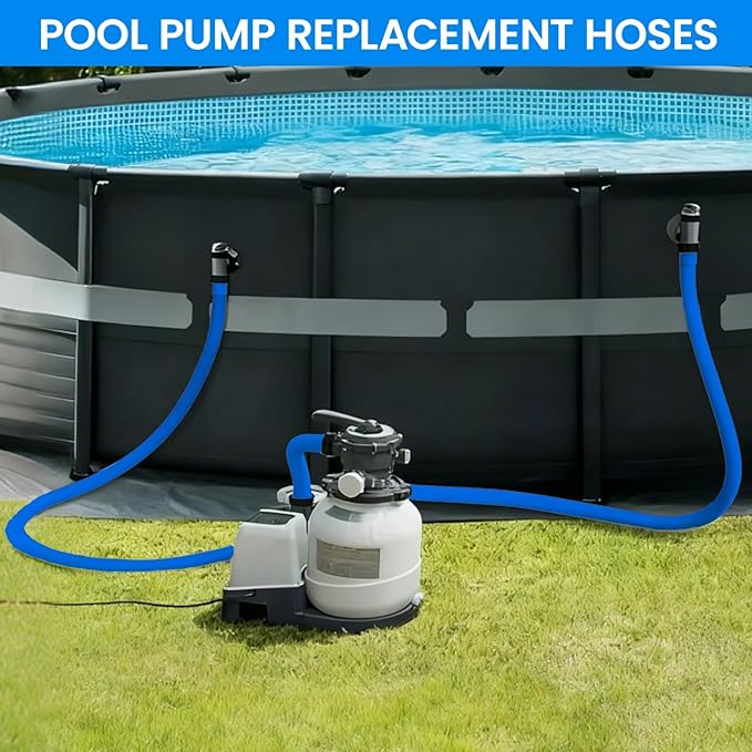 1.5" x 59" Pool Hose Replacement, Pack of 2 - Compatible with Above Ground Pools Filter Pump Hoses, Sand Filters, Saltwater Systems (1,500-2,500 GPH), Blue