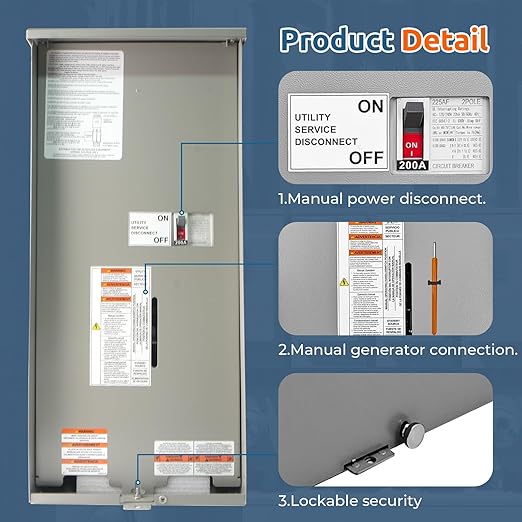 RXSW200A3 200 Amp Automatic Transfer Switch w/Power Management Replacement for Generac, Service Entrance Rated, NEMA 3R Aluminum Enclosure