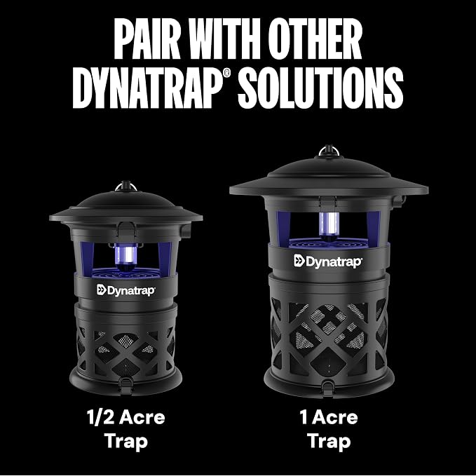 Dynatrap Outdoor Bug Trap, Tungsten 1/4 Acre Mosquito, Fly, Gnat, Moth Trap | UV LED Light, Chemical-Free Bug Zapper Alternative, Rechargeable, Portable Flying Insect Catcher with Cordless Capability