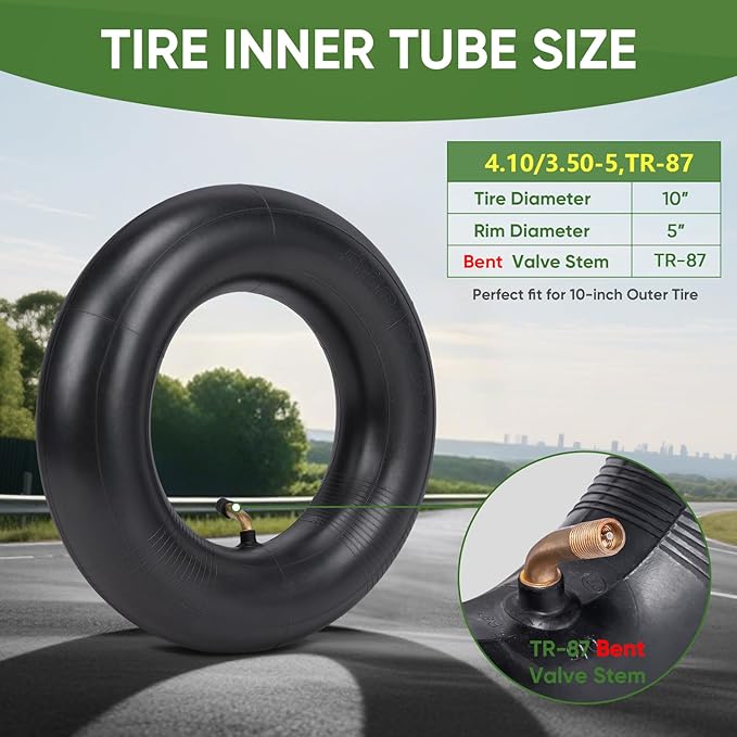 TICONN 4.10/3.50-5 Tire Inner Tube, 2 Pack Inner Tire Tube for Wheelbarrow Tires, Replacement Tube with TR-87 Bent Valve Stem for Wheelbarrows, Mowers, Hand Trucks