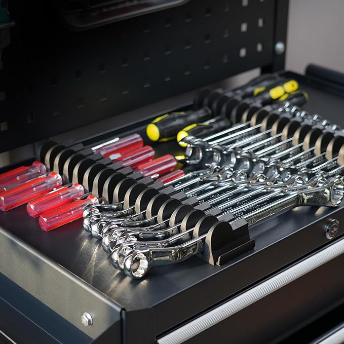 DEHOYI 24 pcs Modular Wrench Organizers for Tool Drawers - Wrench Rack with Metric&SAE Labels, Perfect Tool Storage Holder. Gift for father, brother and boyfriend (No-Magnet)