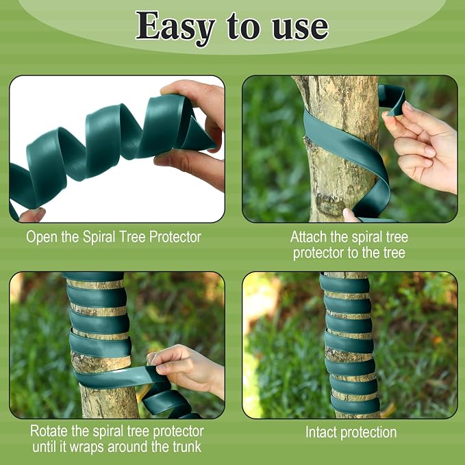 Wesiti 20 Pcs Tree Trunk Protector Plastic Spiral Trunk Tree Wrap Guard Bark Tube Protectors to Protect Bark Saplings from Deer Cats Rodents Rabbit Mowers (Dark Green)