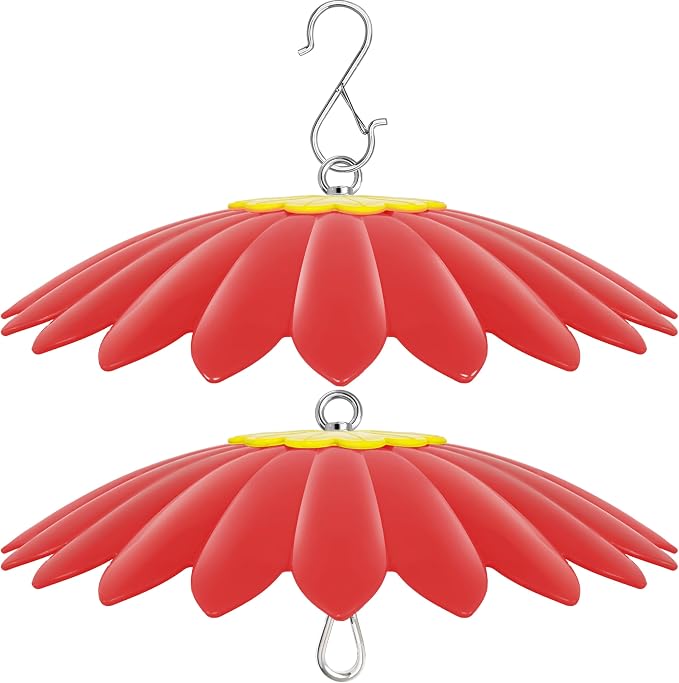 10.5 inch Hummingbird Feeder Shade Dome Cover,Rain Guard,Weather Guard for Bird Feeder, Umbrella Cover for Bird House for Outdoor,Squirrel Baffle,Flower Design(Red) 2 Pack